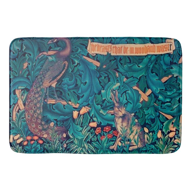 Animals in The Forest, William Morris Bath Mat (Front)