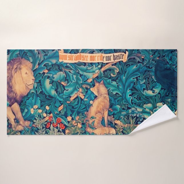 Animals in The Forest, William Morris Bath Towel (Bath Towel)