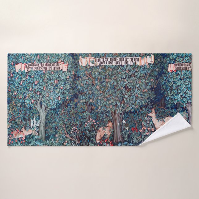Animals in The Forest, William Morris Bath Towel (Bath Towel)