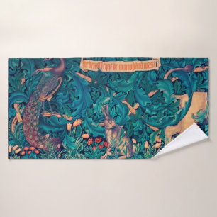 Animals in The Forest, William Morris Bath Towel