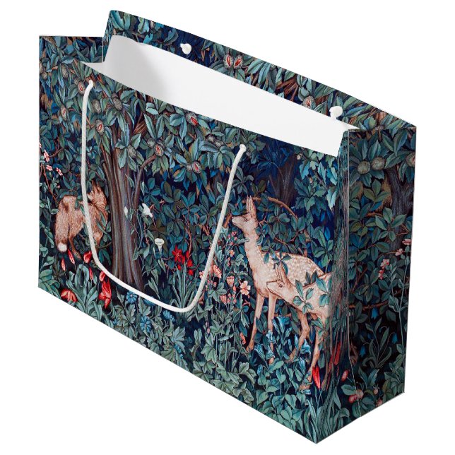 Animals in The Forest, William Morris Large Gift B Large Gift Bag (Front Angled)