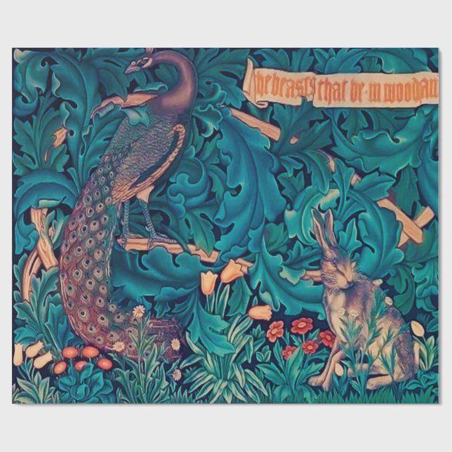 Animals in The Forest, William Morris Wrapping Paper (Flat)