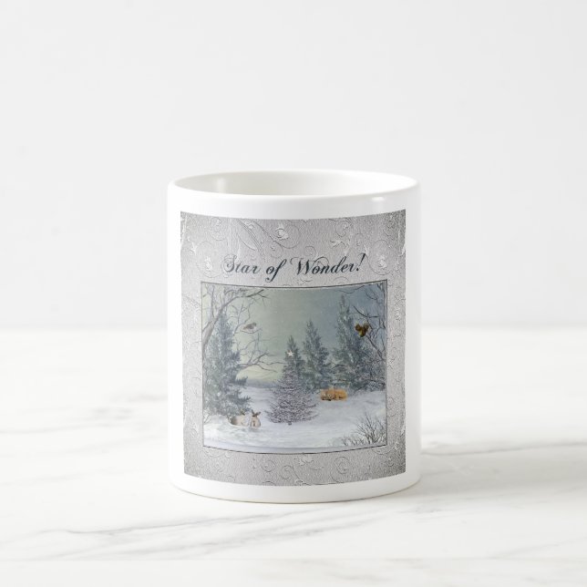 Animals in the Winter Forest, Tree with Star, Star Coffee Mug (Center)