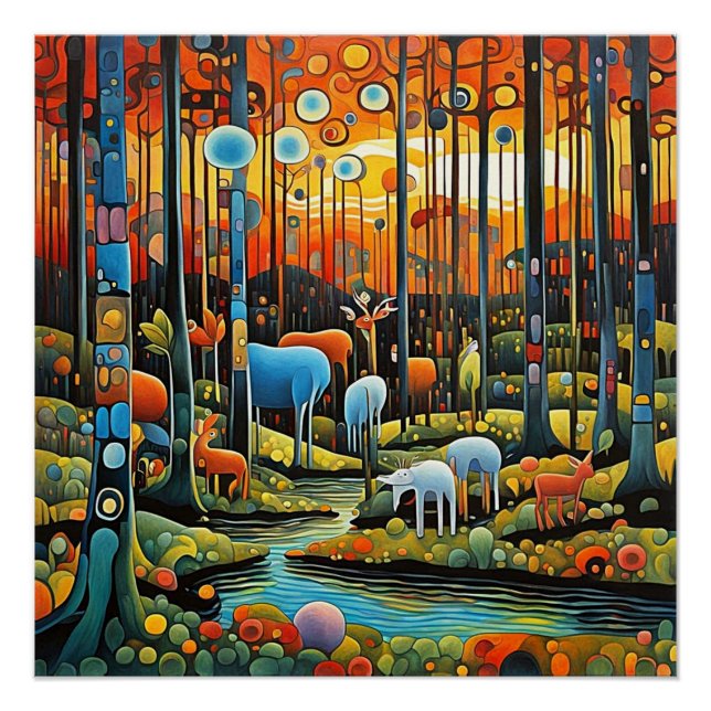 Animals in the wood poster (Front)