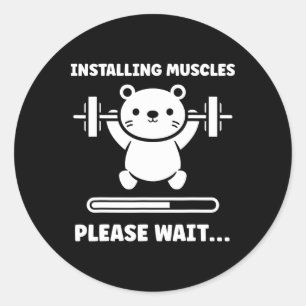Animals Installing Muscles Fitness Bodybuilding Be Classic Round Sticker