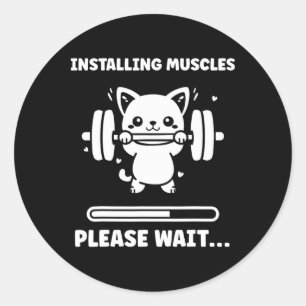 Animals Installing Muscles Fitness Bodybuilding Ca Classic Round Sticker