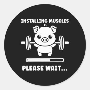 Animals Installing Muscles Fitness Bodybuilding Pi Classic Round Sticker