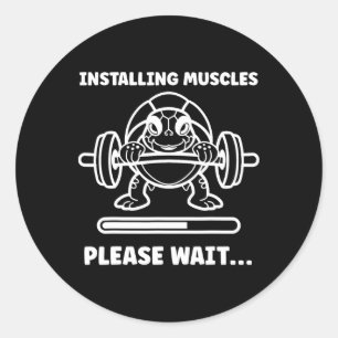 Animals Installing Muscles Fitness Bodybuilding Tu Classic Round Sticker