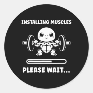 Animals Installing Muscles Fitness Bodybuilding Tu Classic Round Sticker