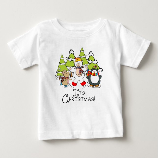 Animals It's Christmas Baby T-Shirt (Front)