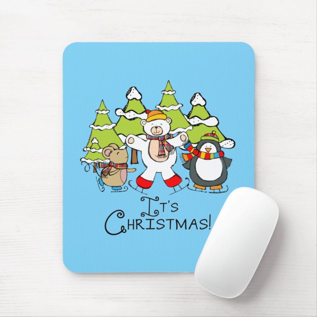 Animals It's Christmas Mouse Pad (With Mouse)
