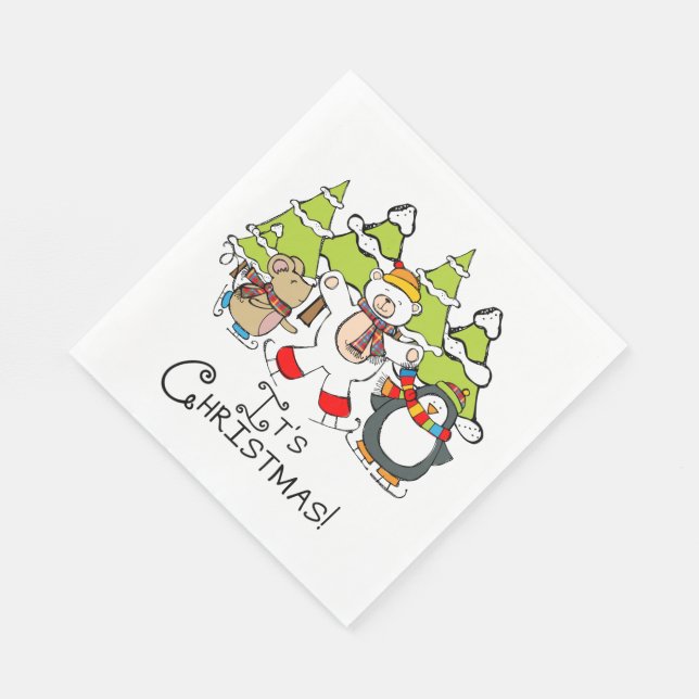 Animals It's Christmas Napkin (Corner)