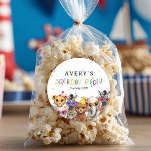 Animals Kids Birthday Classic Round Sticker