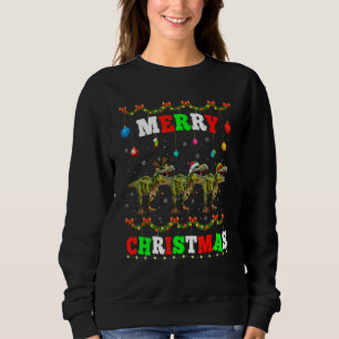 Animals Lights Merry Christmas Santa Dinosaur Sweatshirt