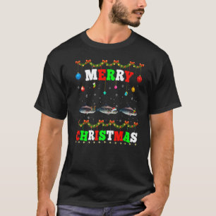 Animals Lights Merry Christmas Santa Shark T-Shirt