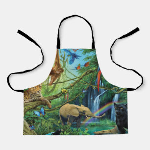 Animals living together throw pillow apron
