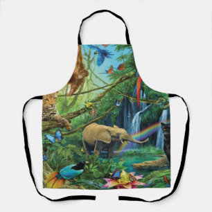 Animals living together throw pillow apron