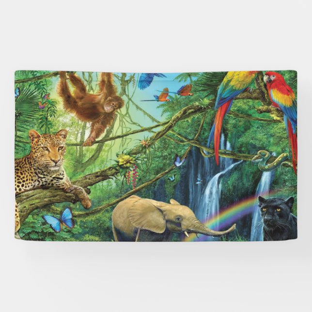 Animals living together throw pillow banner (Horizontal)