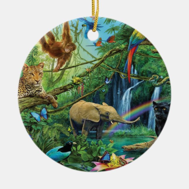 Animals living together throw pillow ceramic ornament (Front)