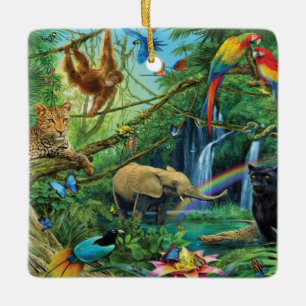 Animals living together throw pillow ceramic ornament
