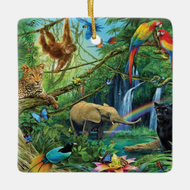 Animals living together throw pillow ceramic ornament (Front)
