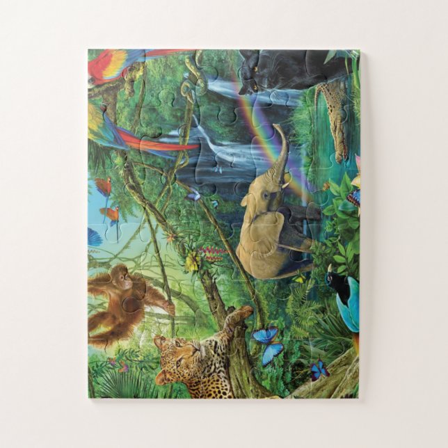 Animals living together throw pillow jigsaw puzzle (Vertical)