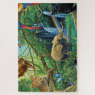 Animals living together throw pillow jigsaw puzzle