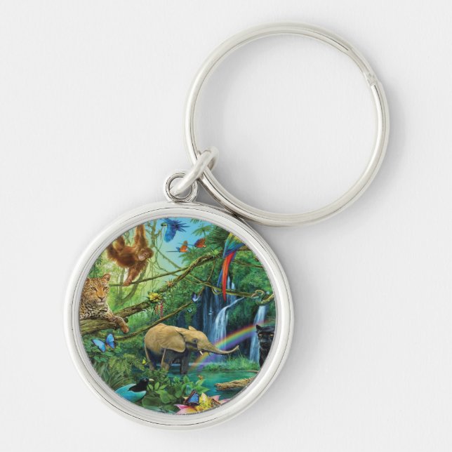 Animals living together throw pillow key ring (Front)
