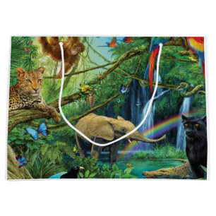 Animals living together throw pillow large gift bag