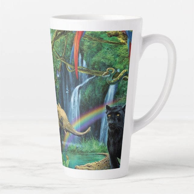 Animals living together throw pillow latte mug (Right)