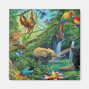 Animals living together throw pillow magnet