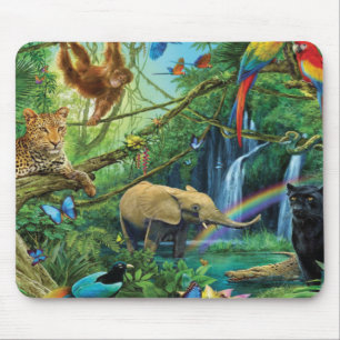 Animals living together throw pillow mouse pad