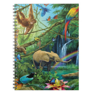 Animals living together throw pillow notebook