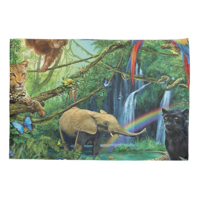 Animals living together throw pillow pillowcase (Back)