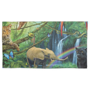 Animals living together throw pillow pillowcase
