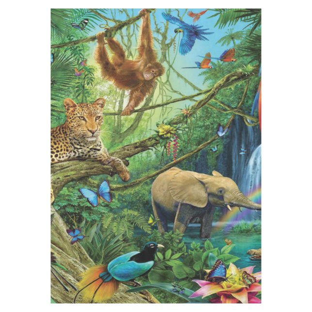 Animals living together throw pillow tablecloth (Front)