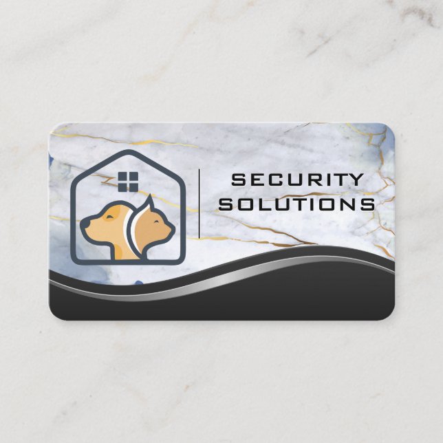 Animals Logo | Metal Marble Business Card (Front)