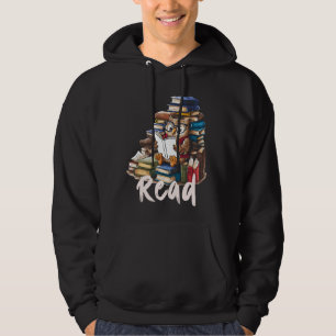 Animals Lover Owl Reading Book Librarian Across Am Hoodie