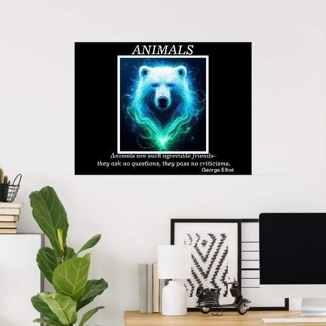 ANIMALS: Neon Bear in the Nebula Poster (Home Office)