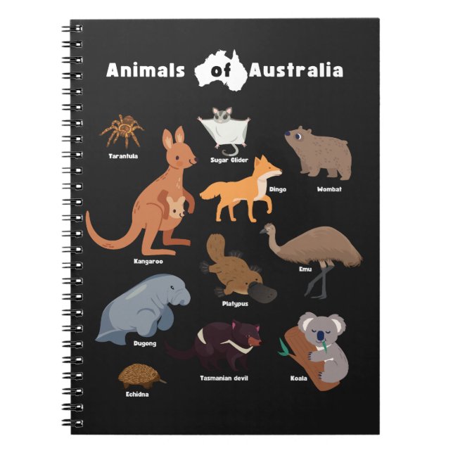 Animals of Australia Aussie Wildlife Notebook (Front)