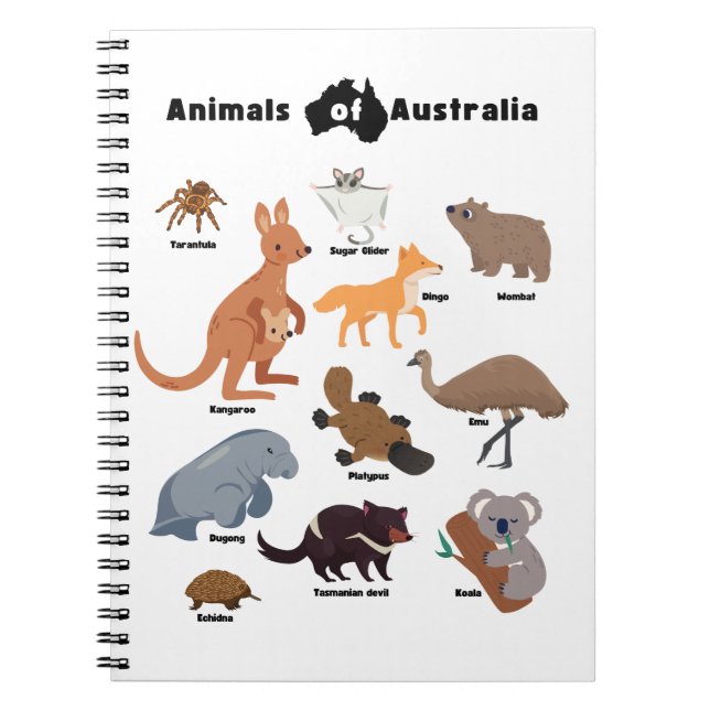 Animals of Australia Aussie Wildlife Notebook (Front)