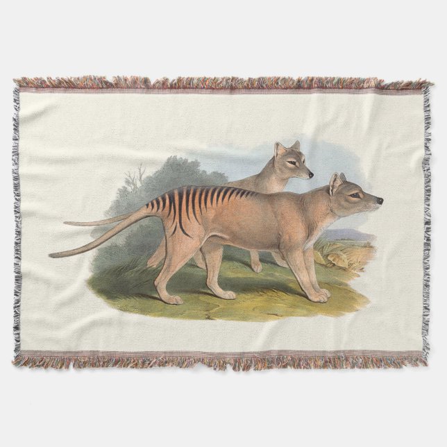 Animals Of Australia The Tasmanian Tiger Throw Blanket (Front)