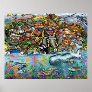 Animals of Land and Sea Poster