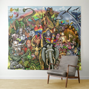 Animals of Land and Sky Tapestry