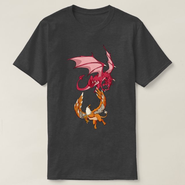 Animals of mythology dragon vs gryphon T-Shirt (Design Front)