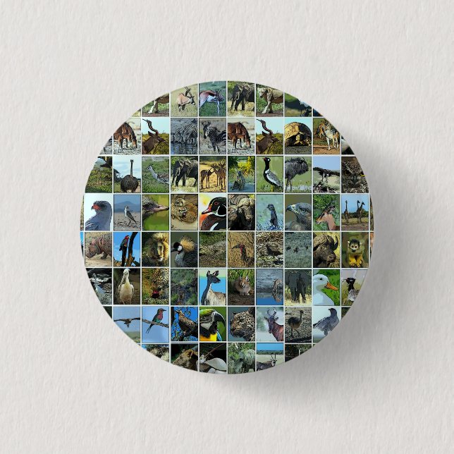 Animals of the world 3 cm round badge (Front)