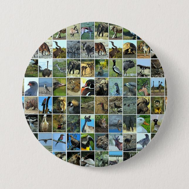 Animals of the world 7.5 cm round badge (Front)