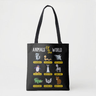 Animals Of The World Funny Animal Real Names Tote Bag
