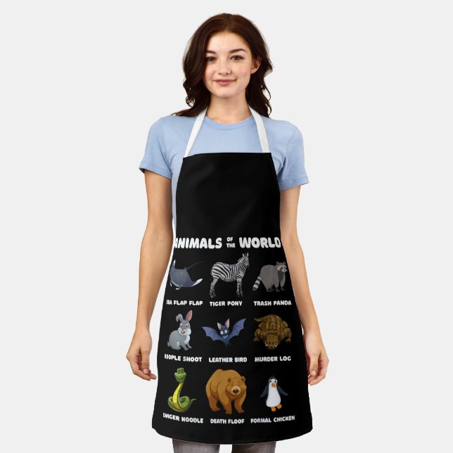 Animals Of The World Gift Funny Rare Animals Memes Apron (Worn)