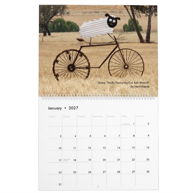 Animals on Bikes 2013 Calendar (Jan 2027)
